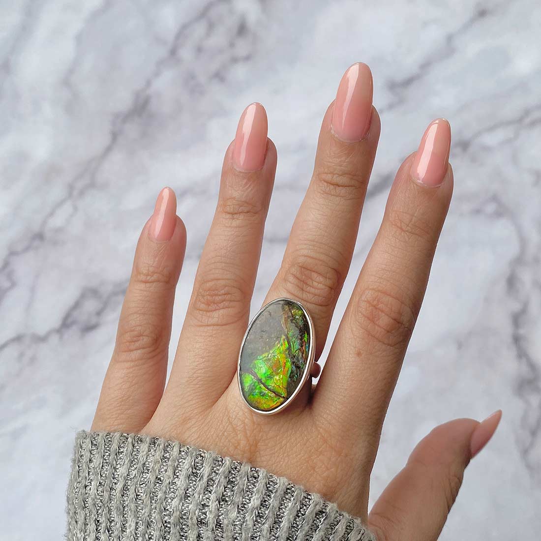 Ammolite Adjustable Ring-(AML-R-68)